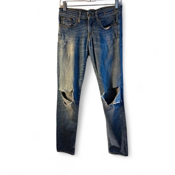 R13 Denim - R13 Distressed Blue Skinny Jeans